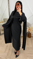 Maxi Jurk met Cape-Effect en Parel Details