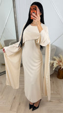 Maxi Jurk met Cape-Effect en Parel Details