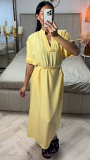 Maxi Jurk met Ceintuur en Ruffle Mouwen – Viscoseblend