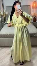 Maxi Jurk met Gerimpeld Detail en Open Rug