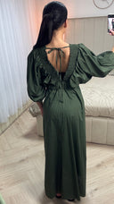 Maxi Jurk met Gerimpeld Detail en Open Rug