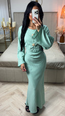 Maxi Jurk met Goudkleurige Knopen & Ceintuur