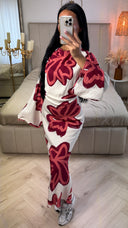 Maxi Jurk met Grote Bloemenprint en Strikceintuur – Viscoseblend