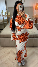 Maxi Jurk met Grote Bloemenprint en Strikceintuur – Viscoseblend