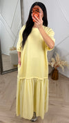 Maxi Jurk met Luxe Stevige Top en Ruffle Zoom