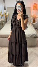 Maxi Jurk met Ruffle Detail en Elastische Taille