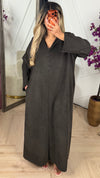 Maxi Jurk met V-hals en Knoopdetails