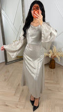 Metallic Maxi Avondjurk met Cape Mouwen