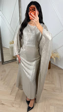 Metallic Maxi Avondjurk met Cape Mouwen