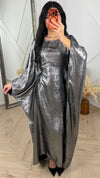 Metallic Maxi Avondjurk met Cape Mouwen