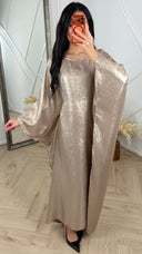 Metallic Maxi Avondjurk met Cape Mouwen