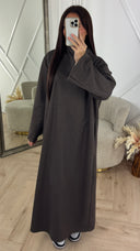 Minimal Fleece Maxi Jurk met Wijde Mouwen