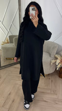 Minimal Hoodie Two-Piece Set met Wijde Broek