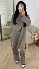 Minimal Hoodie Two-Piece Set met Wijde Broek