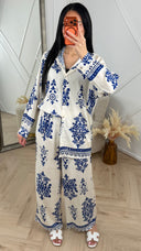 Ornament Print Tweedelige Set met Wijde Broek 1250