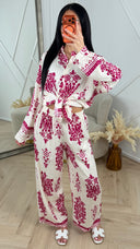 Ornament Print Tweedelige Set met Wijde Broek 1250
