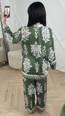 Ornament Print Tweedelige Set met Wijde Broek 1250