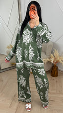 Ornament Print Tweedelige Set met Wijde Broek 1250