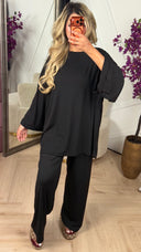 Oversized 2-delig rib setje met wijde broek