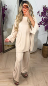 Oversized 2-delig rib setje met wijde broek