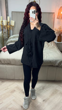 Oversized 2 Ties Stripes Cardigan