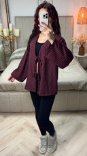 Oversized 2 Ties Stripes Cardigan