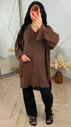 Oversized Blouse Tuniek met Knoopsluiting