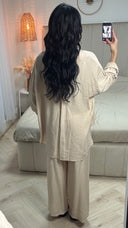 Oversized Blouse en Broek Set met Knoopsluiting
