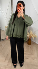 Oversized Blouse met Kantdetail en Losvallende Fit