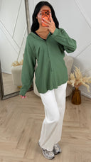 Oversized Blouse met Kraag en Borstzak MT021