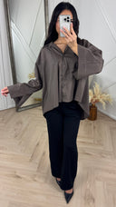 Oversized Blouse met Kraag en Borstzak