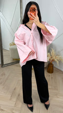 Oversized Blouse met Wijde Mouwen en Borstzak