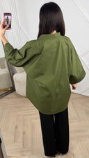 Oversized Blouse met Wijde Mouwen en Borstzak