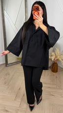 Oversized Blouse met Wijde Mouwen en Borstzak