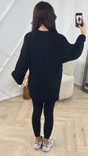 Oversized Cable Knit Trui met Wijdvallende Mouwen