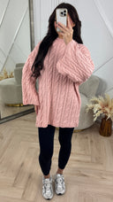 Oversized Cable Knit Trui met Wijdvallende Mouwen