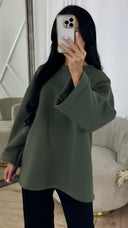 Oversized Cotton Sweater met Wijde Mouwen