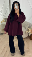 Oversized Cotton Sweater met Wijde Mouwen