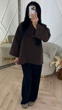 Oversized Cotton Sweater met Wijde Mouwen