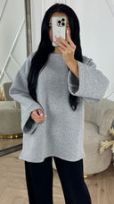 Oversized Cotton Sweater met Wijde Mouwen