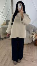 Oversized Cotton Sweater met Wijde Mouwen