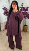 Oversized Dames Set met Blouse en Wijde Broek