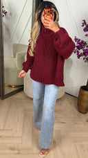Oversized Gebreid Vest met Rits en Opstaande Kraag