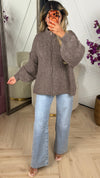 Oversized Gebreid Vest met Rits en Opstaande Kraag