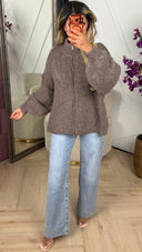 Oversized Gebreid Vest met Rits en Opstaande Kraag