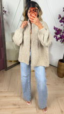 Oversized Gebreid Vest met Rits en Opstaande Kraag
