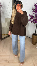Oversized Gebreid Vest met Rits en Opstaande Kraag