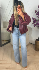Oversized Leather Look Bomberjack met Rits