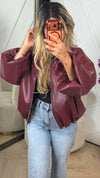 Oversized Leather Look Bomberjack met Rits