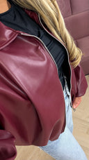 Oversized Leather Look Bomberjack met Rits